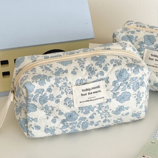 小清新可爱棉质化妆包小众便携洗漱收纳包碎花ins可爱盒袋箱