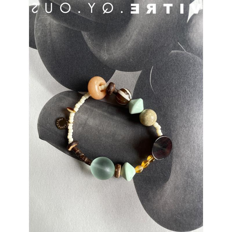 Matata彩色多巴胺串珠手链小众高级感个性撞色小众天染手串手链