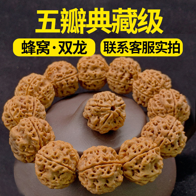金诗文玩典藏级尼泊尔大金刚菩提子矮桩蜂窝双龙高山铁籽手链手串