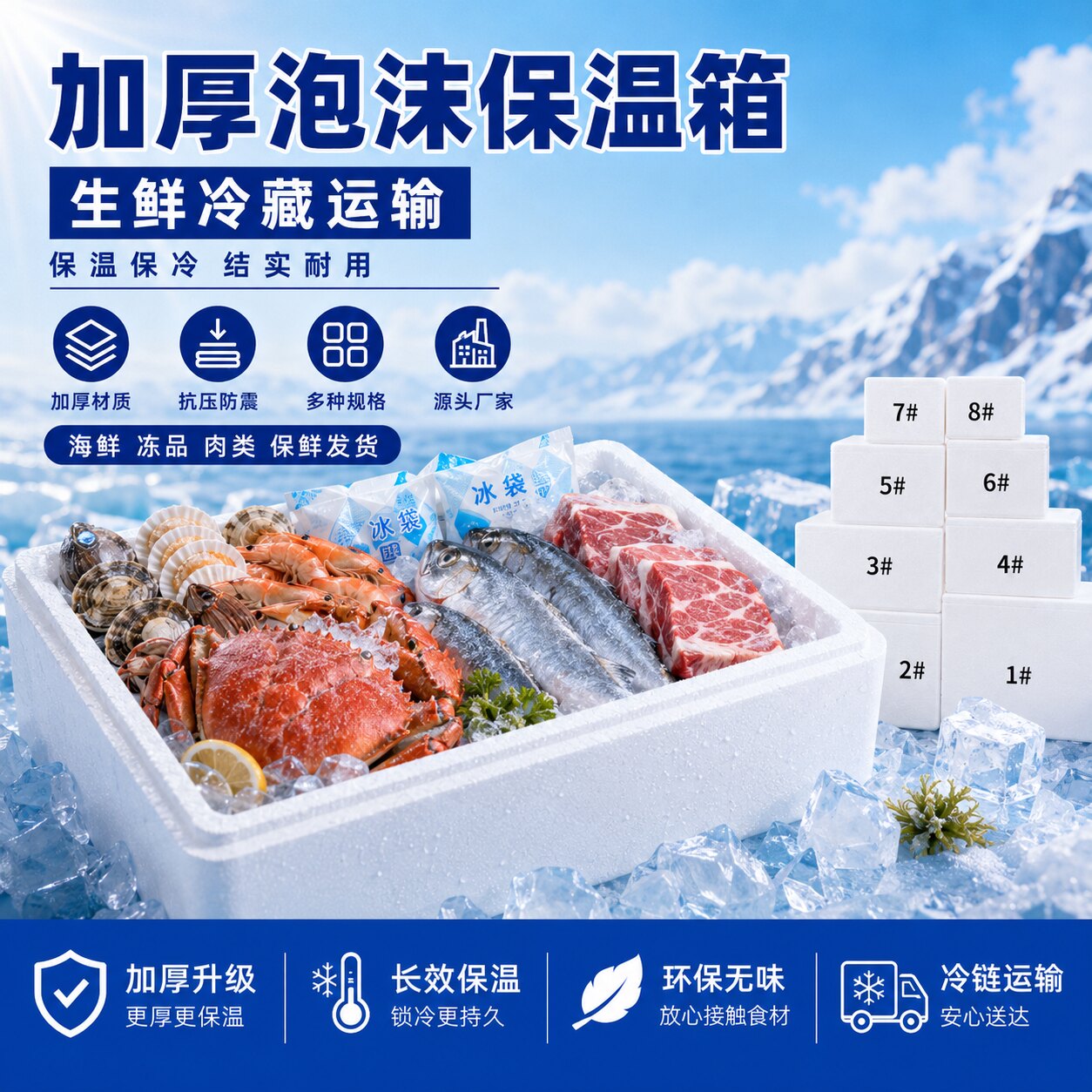 加厚泡沫保温箱大号海鲜冷藏