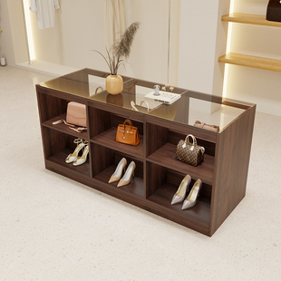 服装店玻璃中岛柜流水台女装饰品柜台摆件陈列展示台储物柜吧台桌