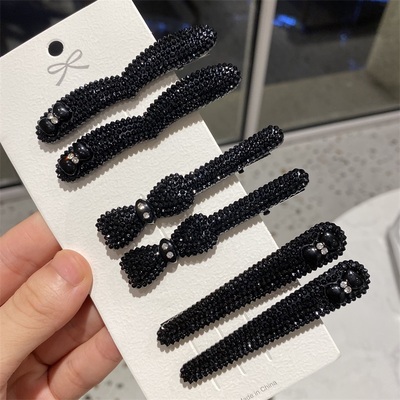 韩国刘海边夹黑钻头饰