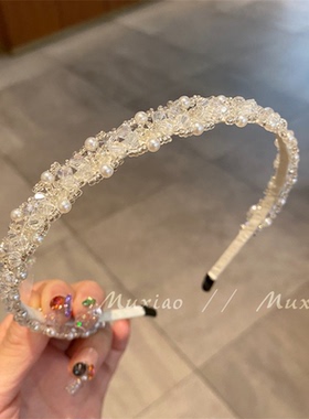 小香风~精致白色网面珍珠发箍简约不勒头轻松打造氛围感超仙头箍