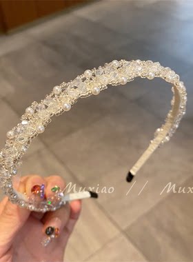 小香风~简约精致白色珍珠发箍