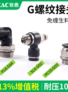 气动快速气管快插接头PL6-G01带密封圈PC8-G02-G03节流阀SL调速阀