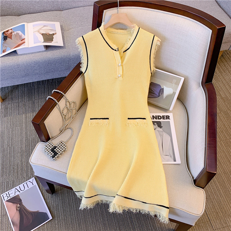 대외 무역 쇼핑몰 통관 통관 여성 의류 작은 향기로운 스타일 니트 드레스 여성 여름 신식 프랑스 복고 부드러운