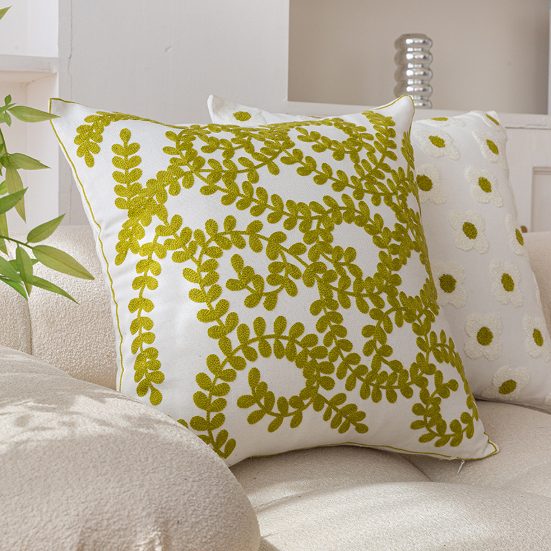 小清新纯棉刺绣抱枕套客厅样板间装饰沙发抱枕床头可拆洗靠枕套