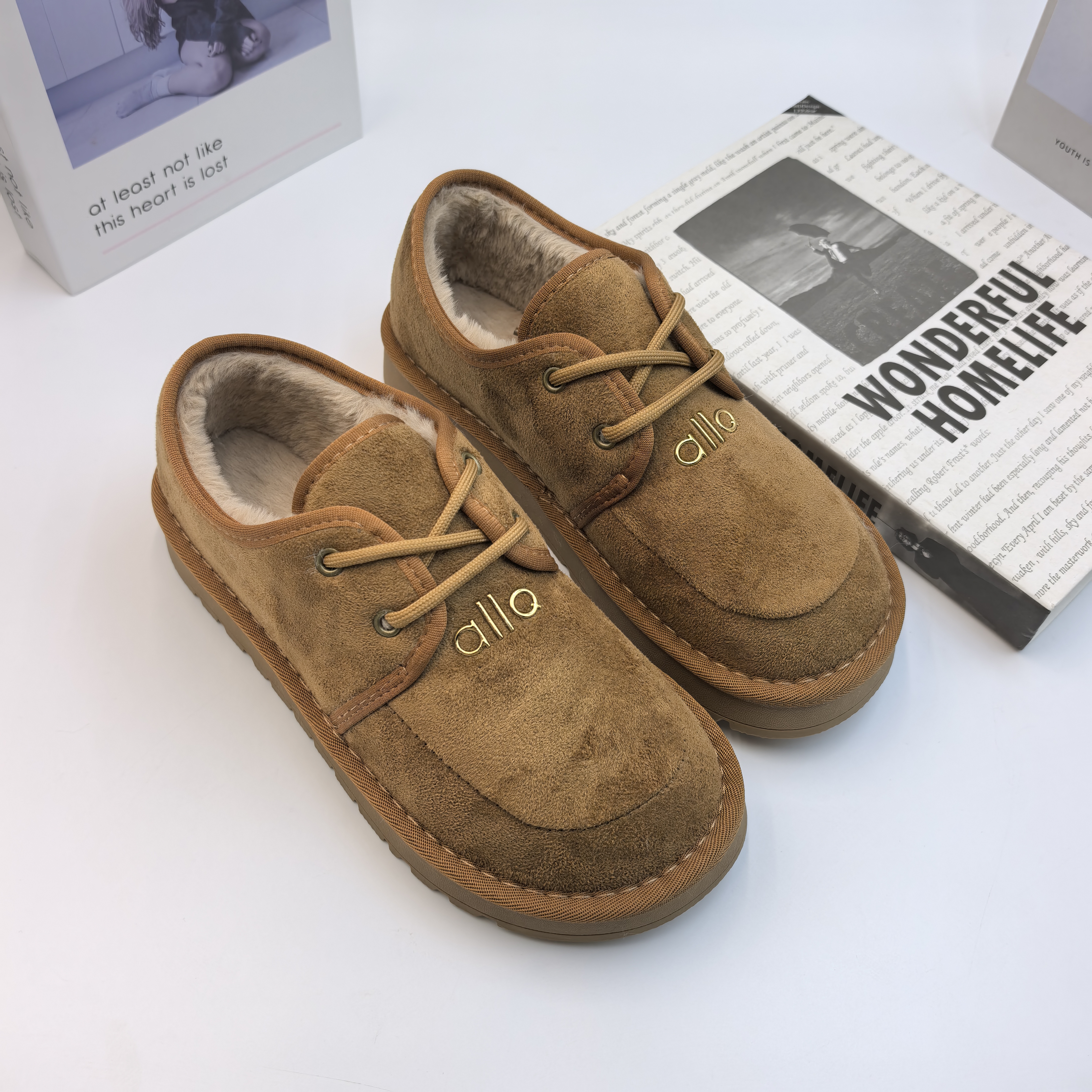 2025冬季新款雪地靴女厚底保暖短靴防滑加绒加厚系带百搭潮流女鞋