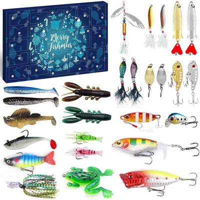 热销钓鱼套装降临日历盲盒 爱好者圣诞节礼物渔具倒计时套装