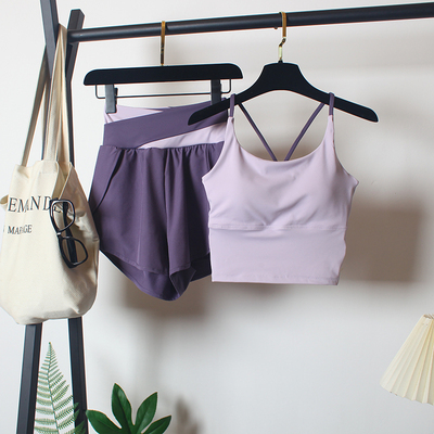 一体式运动内衣套装女细肩带文胸