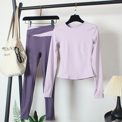 瑜伽服套装女秋速干弹力紧身长袖