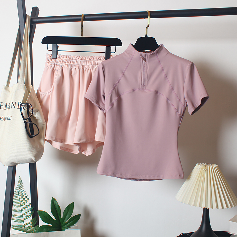 瑜伽短袖套裝女緊身顯瘦運動T恤