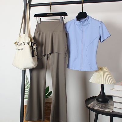 短袖瑜伽套装女弹力高腰裙裤跑步