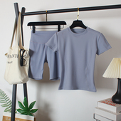 套装 速干运动套装 初学者训练健身t恤瑜伽短袖 紧身高腰短裤 女夏季