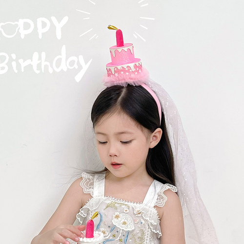 可爱奶油蛋糕头纱发箍女宝宝