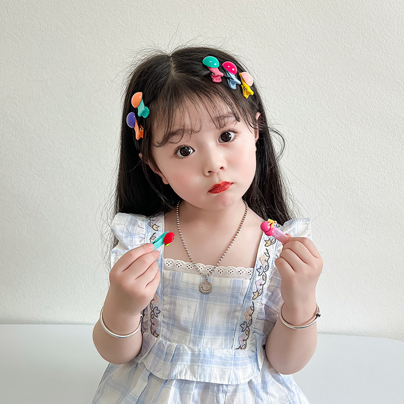 5个装 可爱白雪公主发夹超萌可爱儿童全包边不伤发发卡糖果色发饰