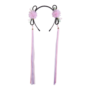 女童古风假发辫子发箍飘带流苏头箍儿童古装汉服装扮头饰配饰道具