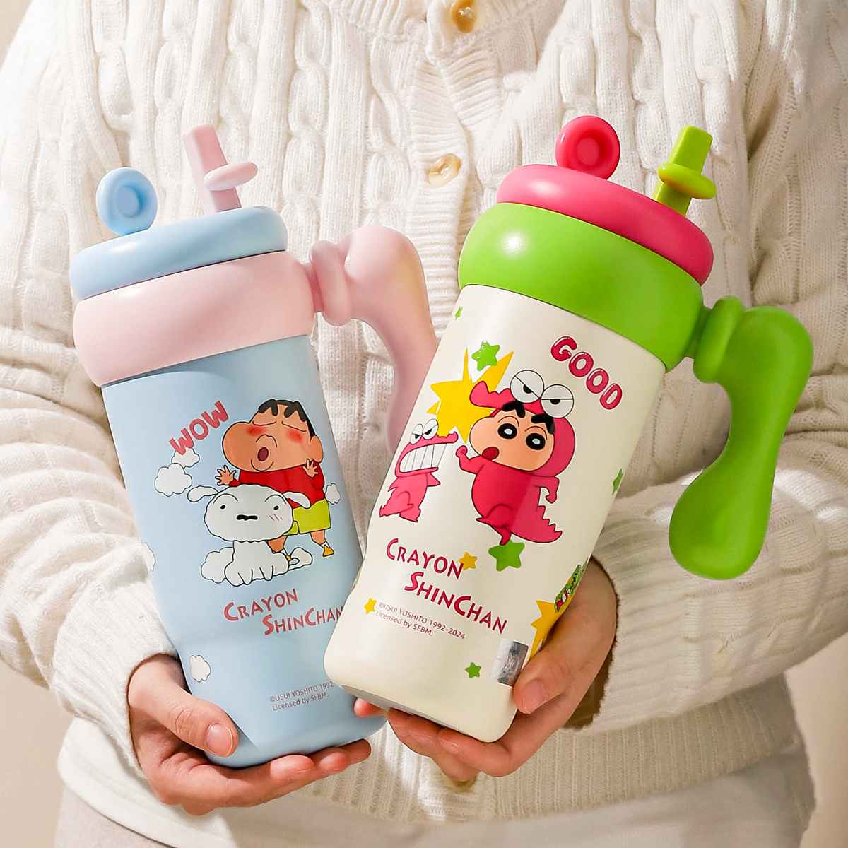 蜡笔小新巨无霸冰霸杯双饮吸管可