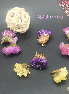 滴胶树脂勿忘我真花耳环饰品