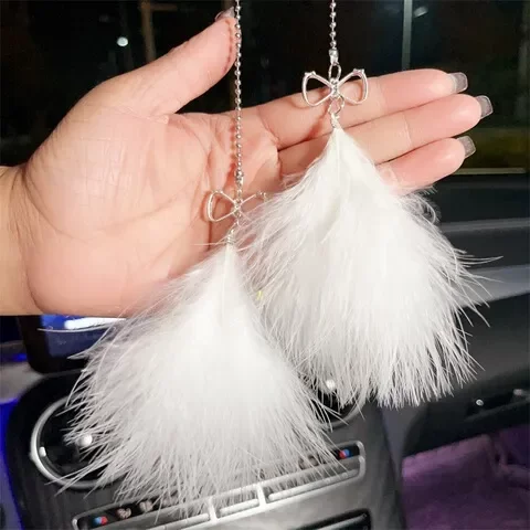 装饰品大全羽毛后视镜车内吊饰车载挂件汽车创意挂饰唯美汽车用品