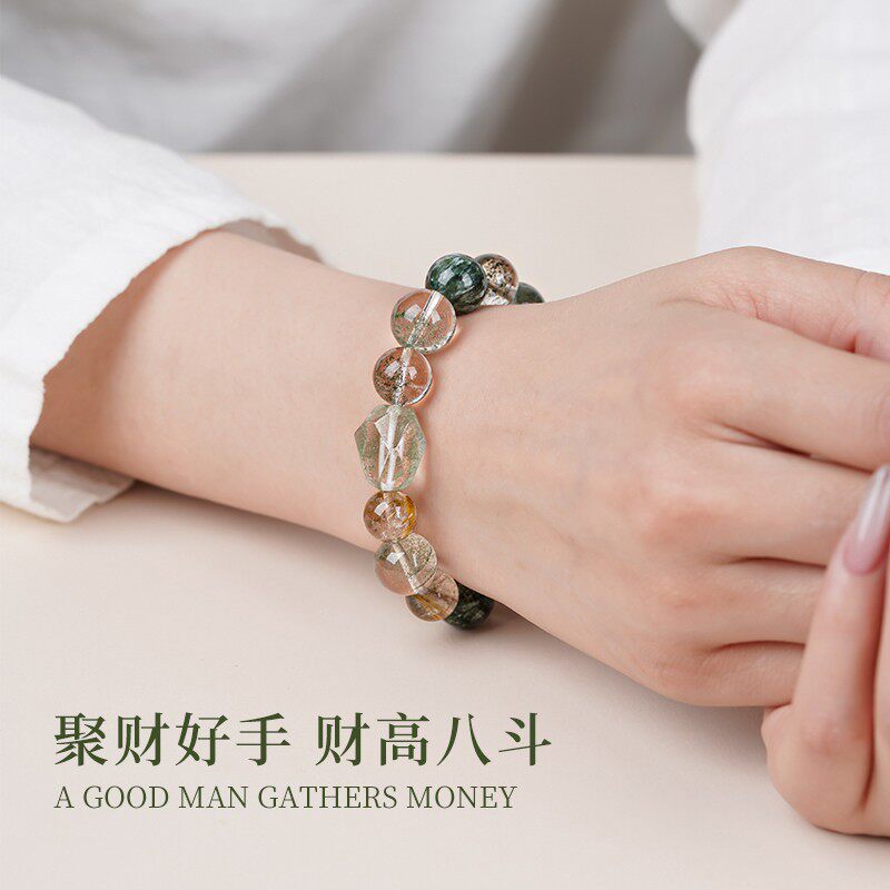 绿幽灵正财水晶手串礼物