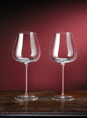 红酒杯轻奢高级感家用水晶高脚杯子葡萄酒具2个一对红色礼盒套装