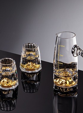 钻石金山白酒杯套装家用水晶玻璃小一口杯中式分酒器酒盅酒具礼盒