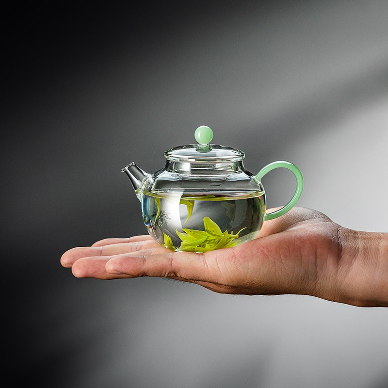 玻璃迷你泡茶壶女士小一人用耐高温煮茶壶茶水分离手抓绿茶泡茶器
