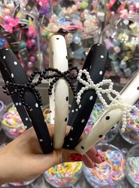 6.15韩国东大门bebeprince儿童发饰新款波点珍珠蝴蝶结儿童发箍