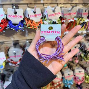 3.4韩国pom新款 2026儿童彩色编织高弹加粗发绳发圈