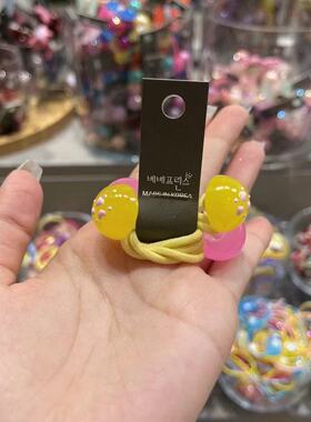 6.1韩国东大门bebeprince儿童发饰撞色涂鸦糖球发绳发圈