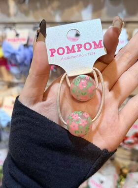3.4韩国pom新款2026儿童彩色小碎花球球绕绕发绳发圈