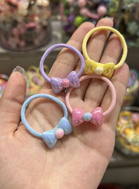 韩国东大门bebeprince儿童发饰彩色蝴蝶结迷你发绳拇指圈发圈