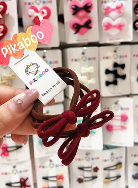 韩国儿童发饰pikaboo撞色蝴蝶结发绳发圈高弹力