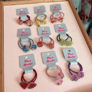 韩国儿童发饰可爱砂糖水果发圈扎马尾皮筋头绳女孩公主绕绕发绳