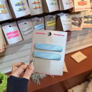 2026儿童彩色缎面光泽感一字边夹发夹 3.4韩国pom新款