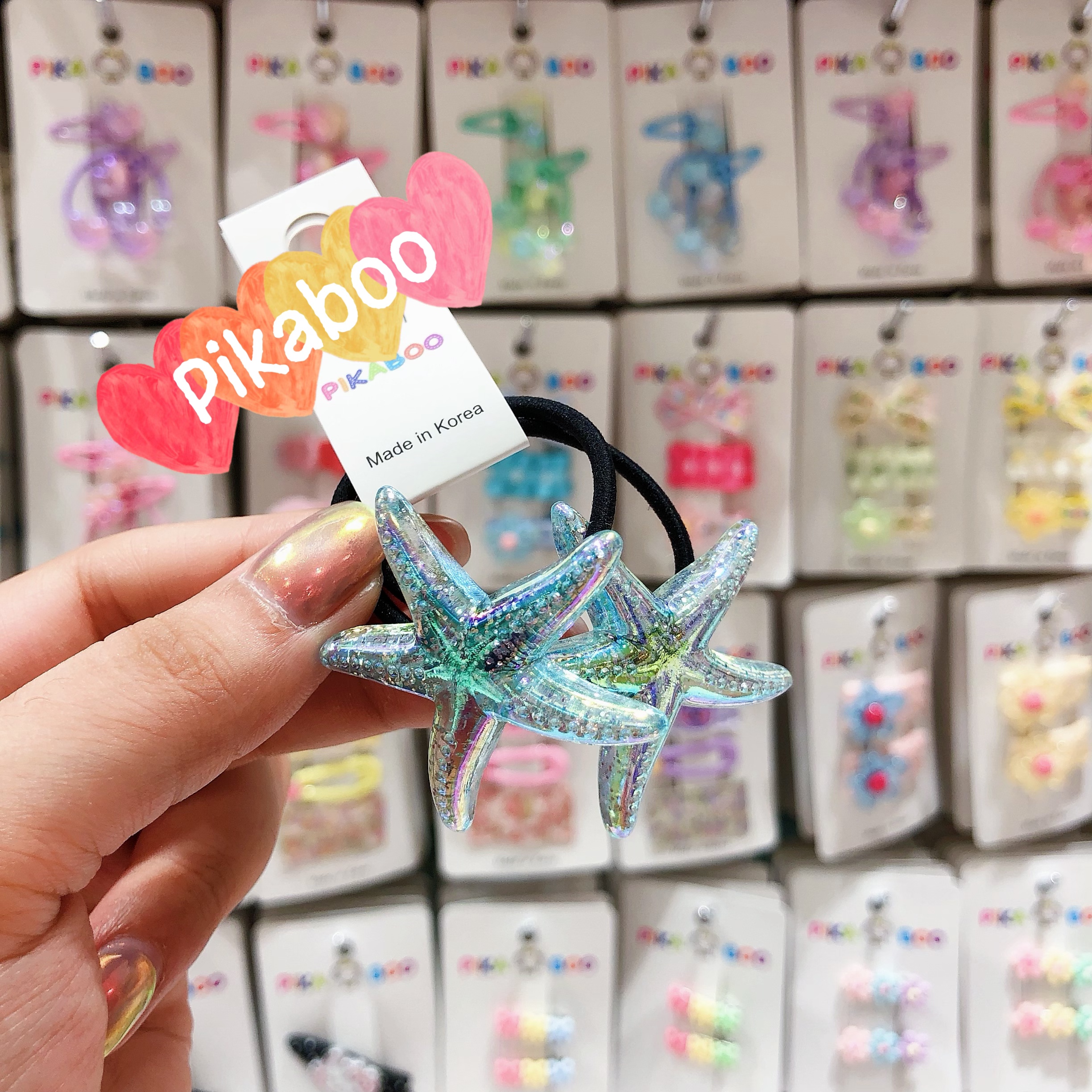 pikaboo韩国东大门儿童新款新款细闪冰透海星发圈头绳皮筋发绳