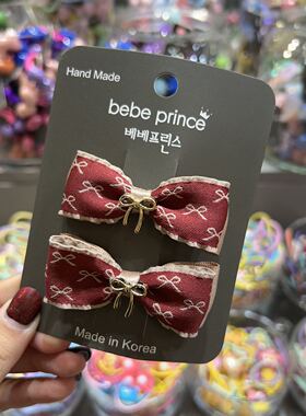 韩国bebeprince儿童发饰彩色蝴蝶结边夹对夹