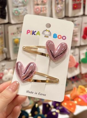 12.25直播韩国pikaboo儿童发饰闪亮爱心发卡边夹