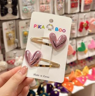 12.25直播韩国pikaboo儿童发饰闪亮爱心发卡边夹