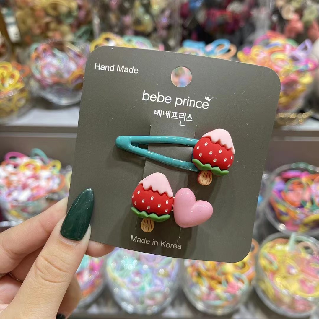 韩国儿童发饰bebeprince可爱草莓冰淇淋发夹女孩宝宝鸭嘴夹刘海夹