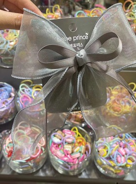 11.3韩国bebeprince儿童发饰纯色轻薄网纱飘带蝴蝶结鸭嘴夹发夹