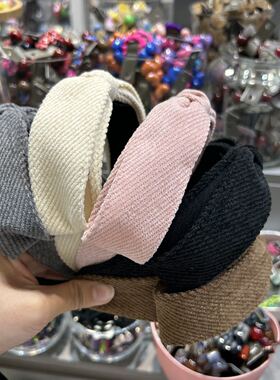 韩国东大门bebeprince儿童发饰纯色条绒蝴蝶结发箍