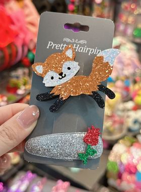 11.23韩国pretty hairpin儿童发饰可爱小狐狸小浣熊玫瑰花发夹