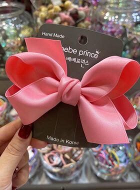 12.25韩国bebeprince儿童发饰纯色蝴蝶结边夹发夹