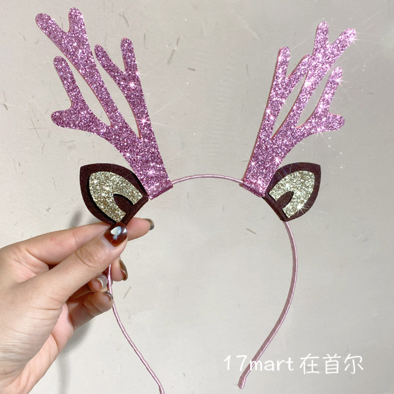 韩国儿童发饰prettyhairpin可爱亮片彩色鹿角发箍圣诞小鹿头箍