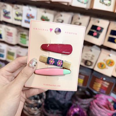 12.3韩国pom新款2025儿童彩色花花边夹发夹