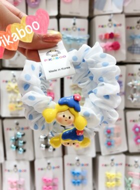 pikaboo韩国东大门儿童新款可爱小女孩头像波点纱料小肠圈发圈