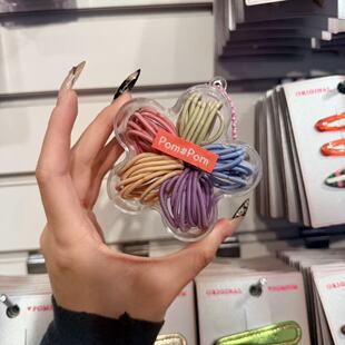 2026儿童纯色弹力基础拇指发圈套组 3.4韩国pom新款