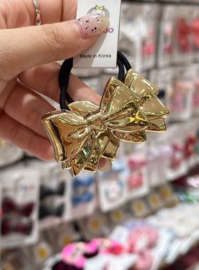 10.23韩国代购pikaboo儿童发饰纯色亮面蝴蝶结发圈发绳